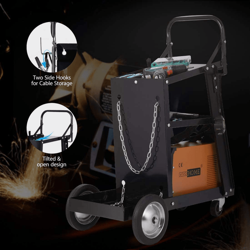 VIVOHOME Iron 3 Tiers Rolling Welding Cart with Wheels and Tank Storage for TIG MIG Welder and Plasma Cutter Black Hardware > Tool Accessories > Welding Accessories VIVOHOME   