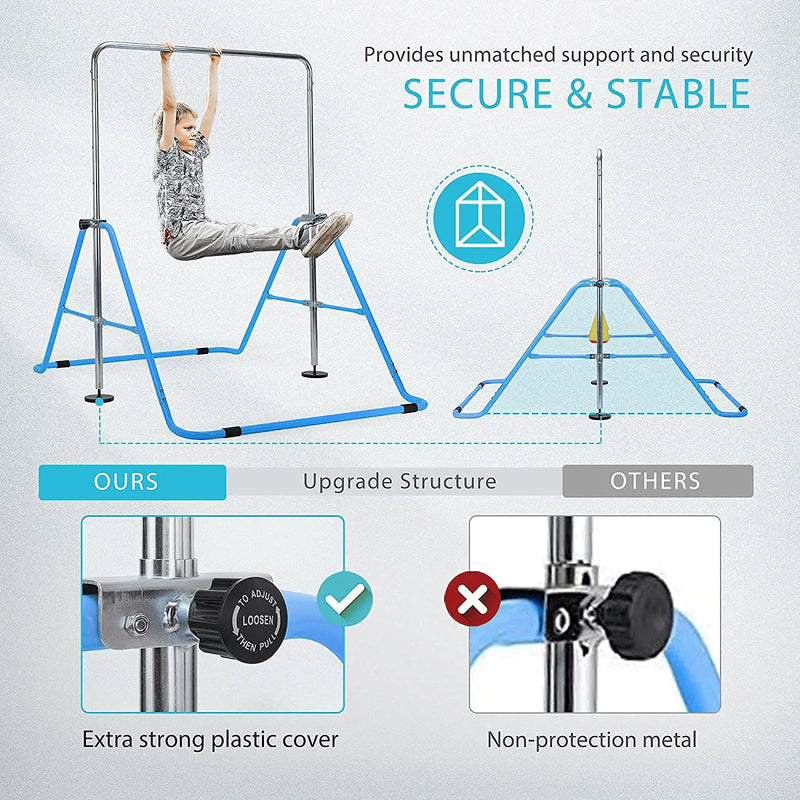 VIVOHOME Swing Frame Full Steel Stand for Outdoor with Folding Horizontal Bars with Adjustable Height Blue Home & Garden > Lawn & Garden > Outdoor Living > Porch Swings VIVOHOME   