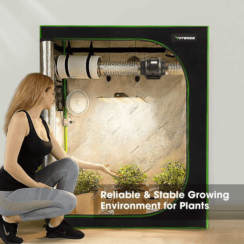VIVOSUN 32"X32"X63" Mylar Hydroponic Grow Tent with Observation Window and Floor Tray for Indoor Plant Growing