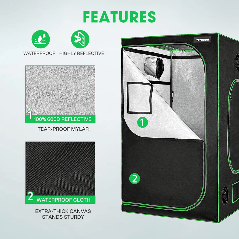 VIVOSUN 32"X32"X63" Mylar Hydroponic Grow Tent with Observation Window and Floor Tray for Indoor Plant Growing Sporting Goods > Outdoor Recreation > Camping & Hiking > Tent Accessories VIVOSUN   