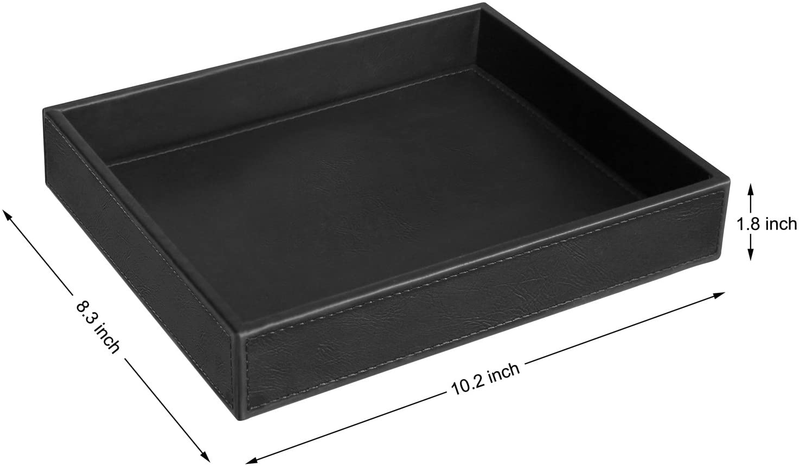 Vixdonos Valet Tray Nightstand Organizer,Leather Catchall Tray for Perfume,Jewelry,Key and Remote on Counter or Dresser(Black)