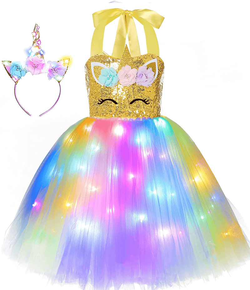 Viyorshop Girl Unicorn Costume LED Light Up Unicorn Tutu Dress for Halloween Party Costumes Apparel & Accessories > Costumes & Accessories > Costumes Viyorshop   