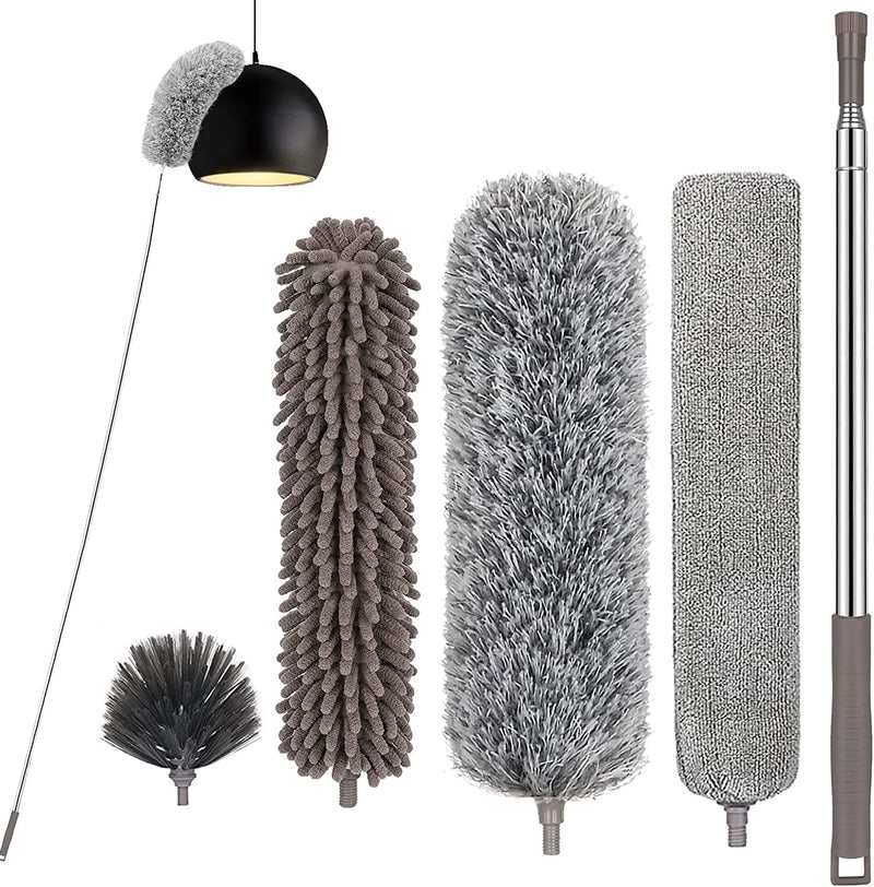 VMVN Microfiber Duster, Stainless Steel Extension Pole 30 to 100 Inches, Reusable Bendable Duster Sets, Washable Lightweight Dusters for Cleaning Ceiling Fan, High Ceiling, Blinds, Furniture, Cars Home & Garden > Household Supplies > Household Cleaning Supplies VMVN Gray 5 