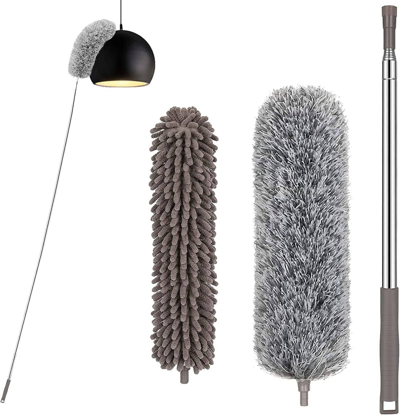 VMVN Microfiber Duster, Stainless Steel Extension Pole 30 to 100 Inches, Reusable Bendable Duster Sets, Washable Lightweight Dusters for Cleaning Ceiling Fan, High Ceiling, Blinds, Furniture, Cars Home & Garden > Household Supplies > Household Cleaning Supplies VMVN Gray 3 