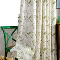 VOGOL 2 Panels Branch Embroidered Faux Linen Grommet Curtains Drapes for Bedroom Living Room, Farmhouse Window Curtains Panels, 52 X 84 Inch Home & Garden > Decor > Window Treatments > Curtains & Drapes VOGOL Y-grass Green 60x106 