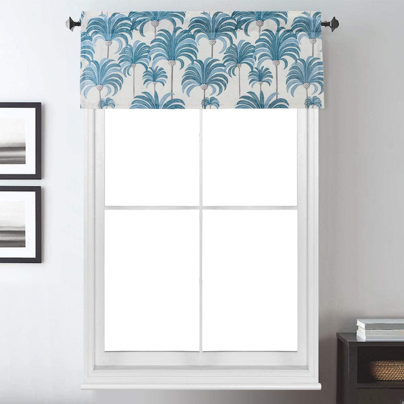 VOGOL Blue Valances for Small Windows Hood Leaves Print Window Valances for Living Room, Rod Pocket Valance Curtains 52 Inch Wide by 18 Inch Long, One Panel Home & Garden > Decor > Window Treatments > Curtains & Drapes VOGOL   