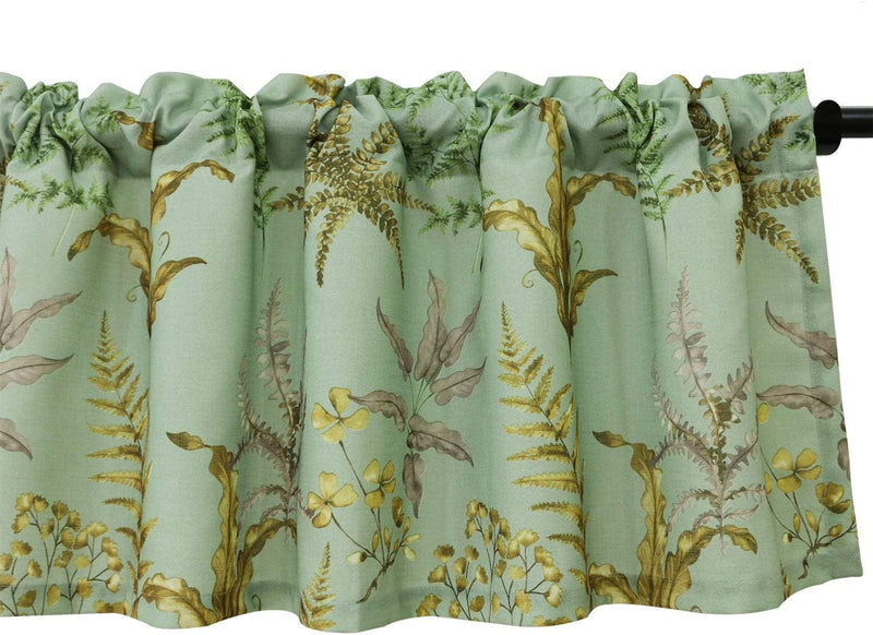 VOGOL Blue Valances for Small Windows Hood Leaves Print Window Valances for Living Room, Rod Pocket Valance Curtains 52 Inch Wide by 18 Inch Long, One Panel Home & Garden > Decor > Window Treatments > Curtains & Drapes VOGOL Green1 W52xL18|One Panel 