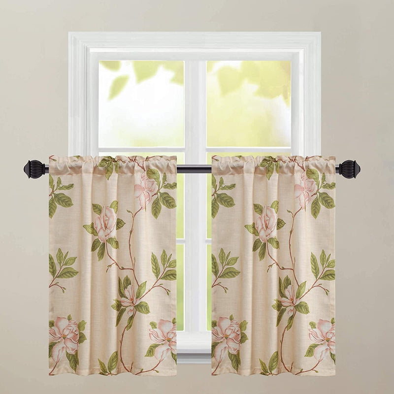 VOGOL Blue Valances for Small Windows Hood Leaves Print Window Valances for Living Room, Rod Pocket Valance Curtains 52 Inch Wide by 18 Inch Long, One Panel Home & Garden > Decor > Window Treatments > Curtains & Drapes VOGOL Pinkish W30xL36|2 Panels 