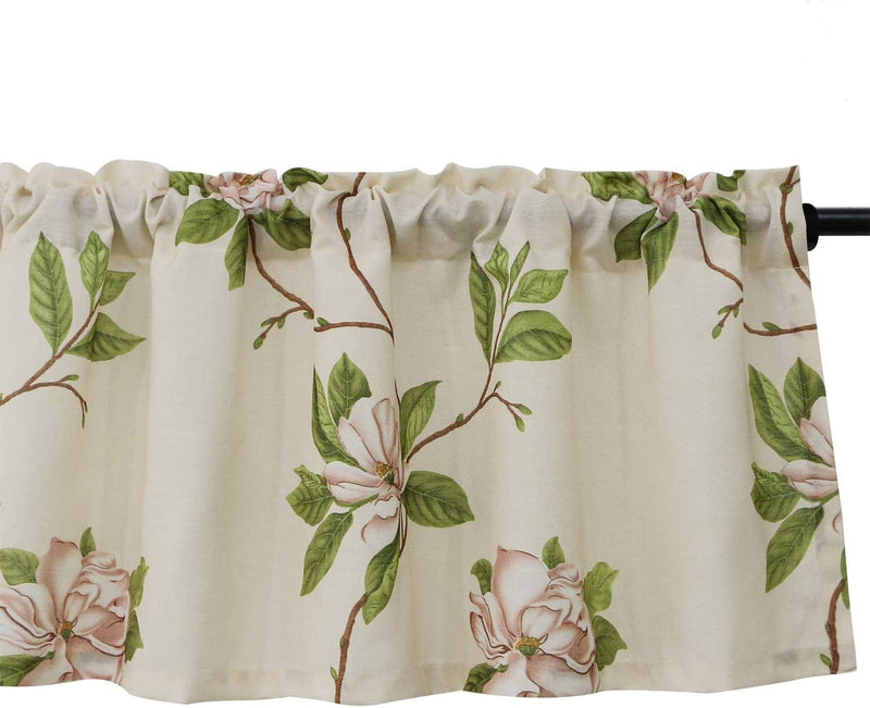 VOGOL Blue Valances for Small Windows Hood Leaves Print Window Valances for Living Room, Rod Pocket Valance Curtains 52 Inch Wide by 18 Inch Long, One Panel Home & Garden > Decor > Window Treatments > Curtains & Drapes VOGOL Pinkish W52xL18|One Panel 