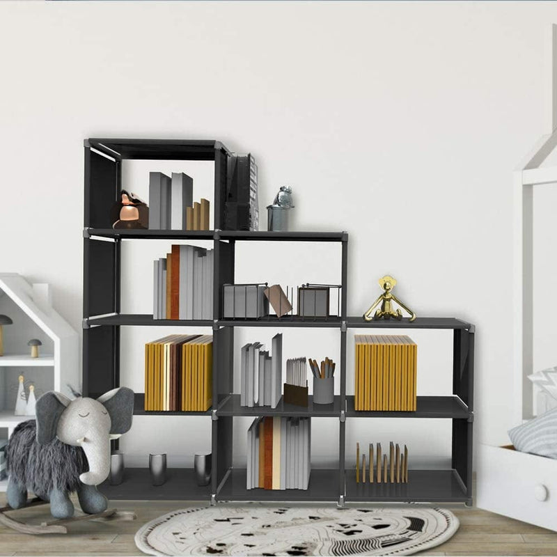 VOJUEAR Cube Storage DIY 9-Cubes Closet Storage Bookcase Organizer Shelving Bookshelf Clothes Storage for Home,Office,Bedroom,Home Furniture Storage (Black)