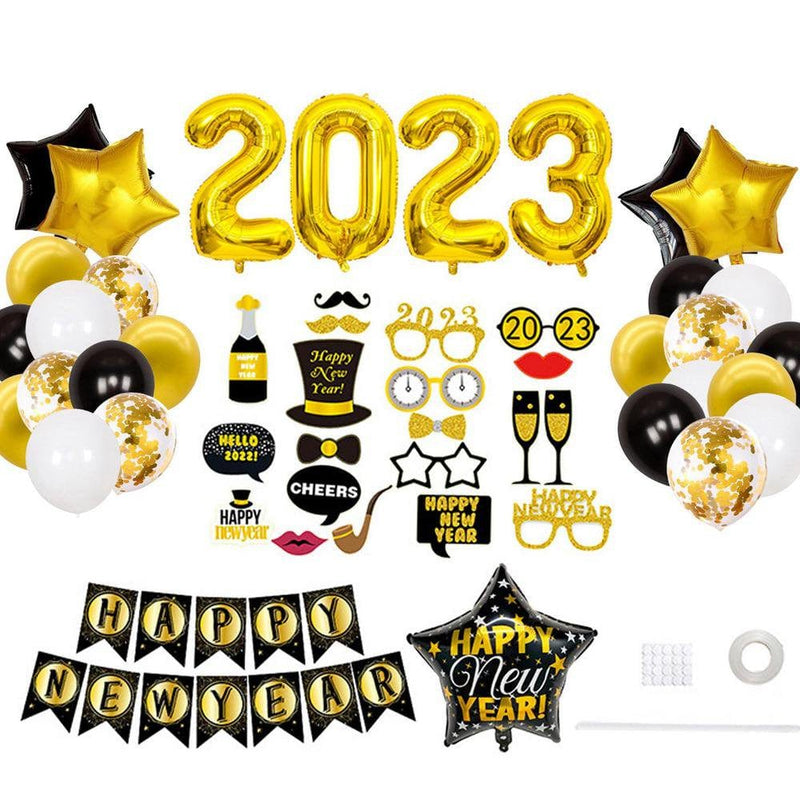 Vokewalm 2023 New Year Balloons New Years Eve Party Supplies 2023 Balloons Set Happy New Year Supplies for Party Decor & Event Decorations Proficient Arts & Entertainment > Party & Celebration > Party Supplies Vokewalm 1  