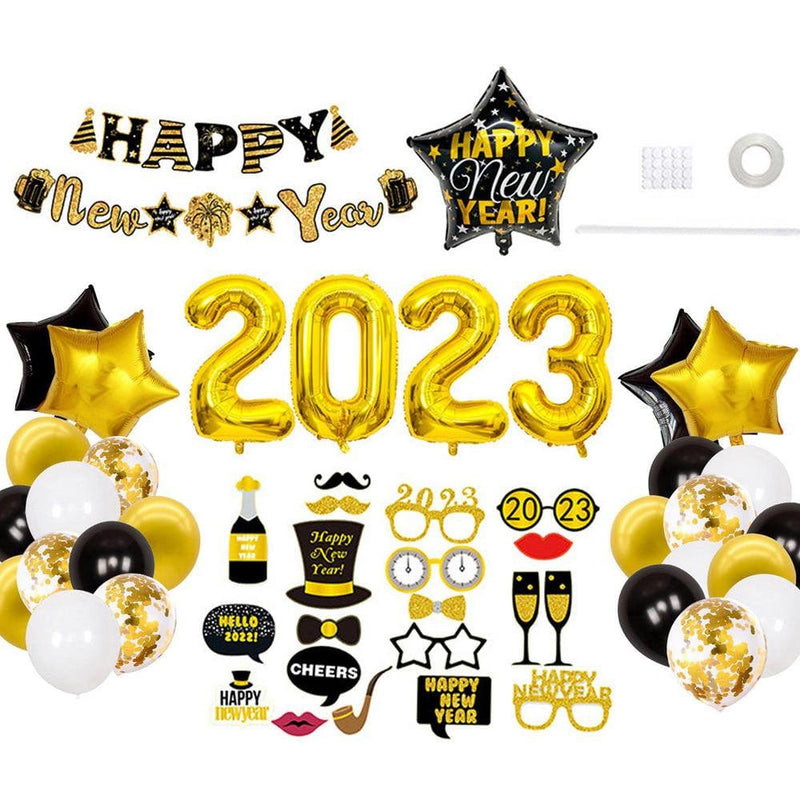 Vokewalm 2023 New Year Balloons New Years Eve Party Supplies 2023 Balloons Set Happy New Year Supplies for Party Decor & Event Decorations Proficient Arts & Entertainment > Party & Celebration > Party Supplies Vokewalm 2  