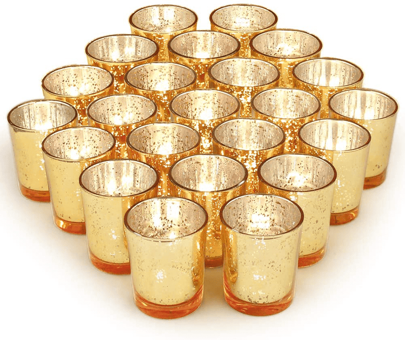 Volens Rose Gold Votive Candle Holders, Mercury Glass Tealight Candle Holder Set of 72 …