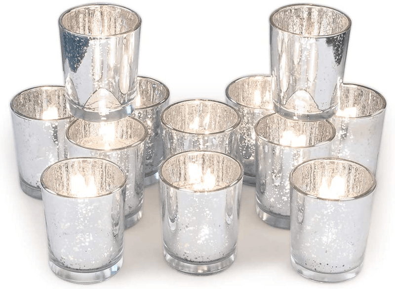 Volens Silver Votive Candle Holders, Mercury Glass Tealight Candle Holder Set of 12 Home & Garden > Decor > Home Fragrance Accessories > Candle Holders Volens Silver  