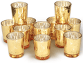 Volens Silver Votive Candle Holders, Mercury Glass Tealight Candle Holder Set of 12
