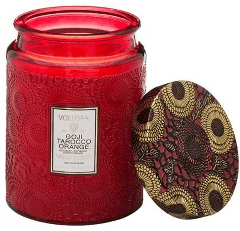 Voluspa Goji Tarocco Orange Candle | Large Glass Jar | 18 Oz | All Natural Wicks and Coconut Wax for Clean Burning