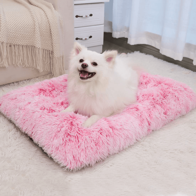 Vonabem Dog Bed Crate Pad, Deluxe Plush Soft Pet Beds, Washable Anti-Slip Dog Crate Bed for Large Medium Small Dogs and Cats,Dog Mats for Sleeping and anti Anxiety, Fulffy Kennel Pad Animals & Pet Supplies > Pet Supplies > Dog Supplies > Dog Beds Vonabem Pink 36IN(35x 23inch) 