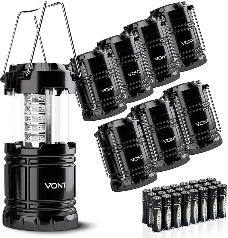 Vont 2 Pack LED Camping Lantern, Super Bright Portable Survival Lanterns, Must Have during Hurricane, Emergency, Storms, Outages, Original Collapsible Camping Lights/Lamp (Batteries Included)