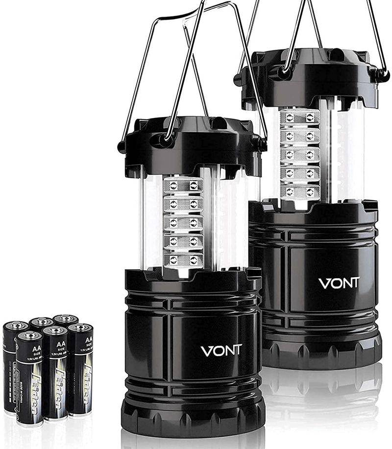 Vont 2 Pack LED Camping Lantern, Super Bright Portable Survival Lanterns, Must Have during Hurricane, Emergency, Storms, Outages, Original Collapsible Camping Lights/Lamp (Batteries Included) Sporting Goods > Outdoor Recreation > Camping & Hiking > Tent Accessories Vont 2  
