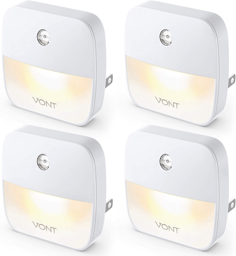 Vont 'Aura' LED Night Light (Plug-in) Super Smart Dusk to Dawn Sensor, Auto Night Lights Suitable for Bedroom, Bathroom, Toilet, Stairs, Kitchen, Hallway, Kids, Adults, Compact Nightlight (4 Pack) Home & Garden > Lighting > Night Lights & Ambient Lighting Vont Default Title  