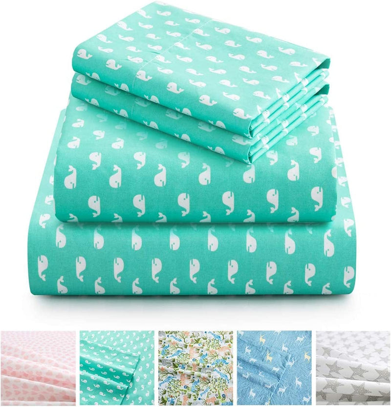 Vonty Kids Twin Sheet Set Boat Anchor Brushed Microfiber Bed Sheet for Boys & Girls, Ultra Soft & Easy to Wash (1 Fitted Sheet + 1 Flat Sheet + 1 Pillowcase) Home & Garden > Linens & Bedding > Bedding Vonty Baby Whales Twin XL 