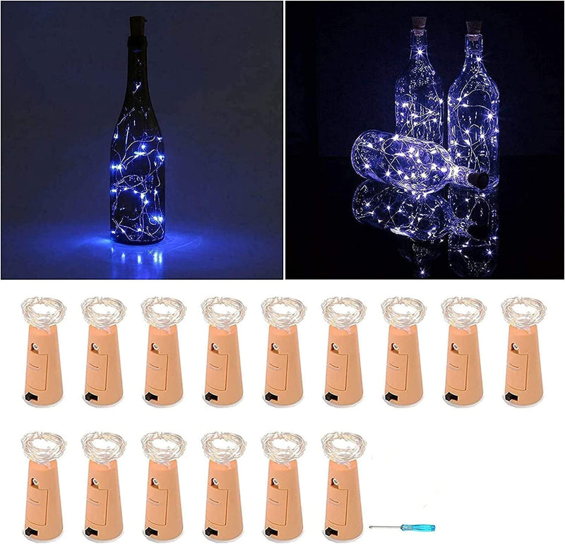 VOOKRY Wine Bottle Lights with Cork,20 LED Battery Operated Fairy String Lights Mini Copper Wire Bottle Lights for DIY, Party, Decor, Christmas, Halloween, Wedding(Warm White 8 Pack)