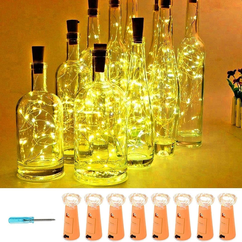 VOOKRY Wine Bottle Lights with Cork,20 LED Battery Operated Fairy String Lights Mini Copper Wire Bottle Lights for DIY, Party, Decor, Christmas, Halloween, Wedding(Warm White 8 Pack) Home & Garden > Lighting > Light Ropes & Strings US Arts Electronics Co.Ltd Warm White 8 PACK-Wine Bottle Lights 