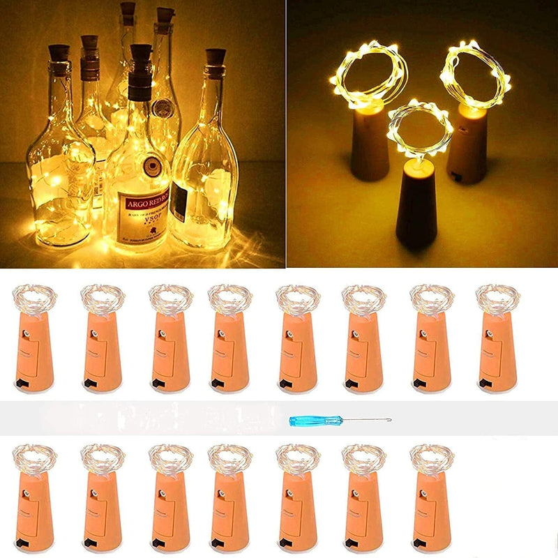 VOOKRY Wine Bottle Lights with Cork,20 LED Battery Operated Fairy String Lights Mini Copper Wire Bottle Lights for DIY, Party, Decor, Christmas, Halloween, Wedding(Warm White 8 Pack) Home & Garden > Lighting > Light Ropes & Strings US Arts Electronics Co.Ltd Warm White 15 PACK-Wine Bottle Lights 