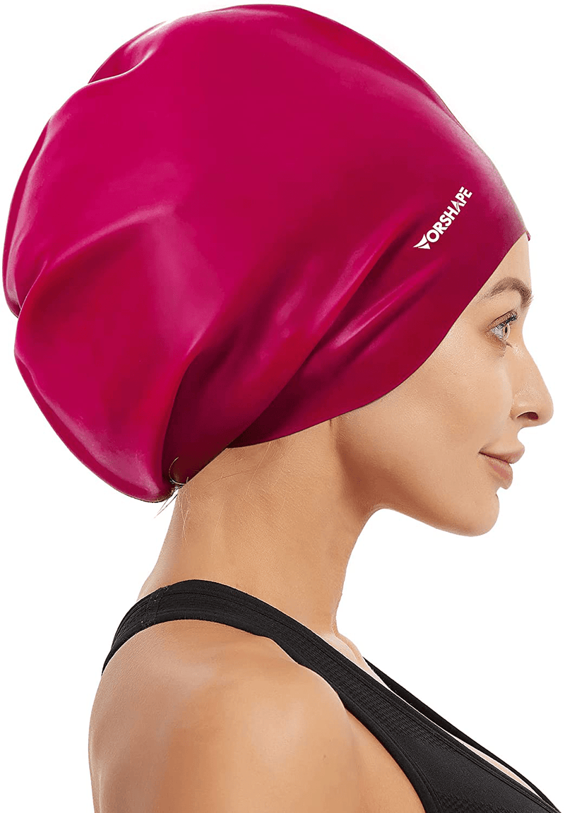 Vorshape Extra Large Swim Cap for Braids and Dreadlocks - Swimming Cap for Women Long Hair Shower Cap for Long Thick Curly Hair Locs Weaves Afros Keep Your Hair Dry Sporting Goods > Outdoor Recreation > Boating & Water Sports > Swimming > Swim Caps Vorshape Fuchsia  