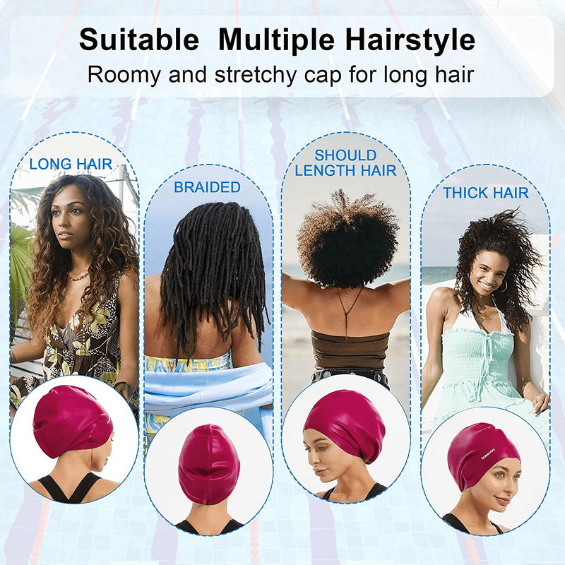 Vorshape Extra Large Swim Cap for Braids and Dreadlocks - Swimming Cap for Women Long Hair Shower Cap for Long Thick Curly Hair Locs Weaves Afros Keep Your Hair Dry Sporting Goods > Outdoor Recreation > Boating & Water Sports > Swimming > Swim Caps Vorshape   