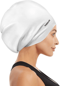 Vorshape Extra Large Swim Cap for Braids and Dreadlocks - Swimming Cap for Women Long Hair Shower Cap for Long Thick Curly Hair Locs Weaves Afros Keep Your Hair Dry Sporting Goods > Outdoor Recreation > Boating & Water Sports > Swimming > Swim Caps Vorshape White  