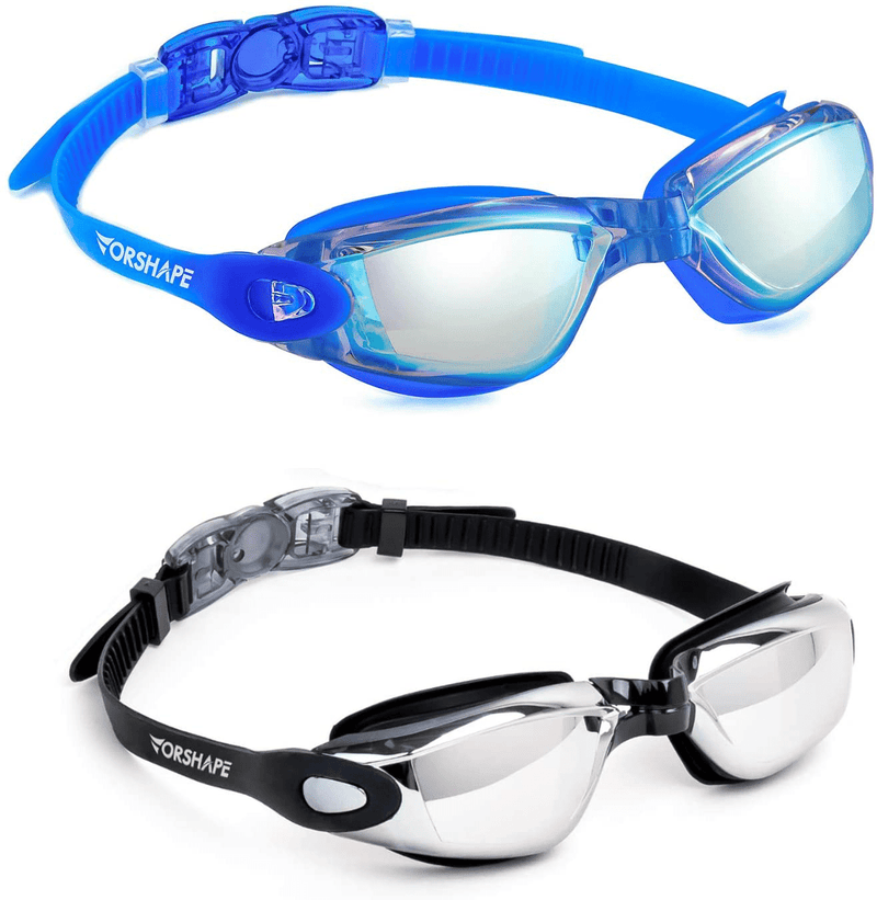 Vorshape Swim Goggles Pack of 2 Swimming Goggle No Leaking Sporting Goods > Outdoor Recreation > Boating & Water Sports > Swimming > Swim Goggles & Masks Vorshape Blue & Bright Silver  