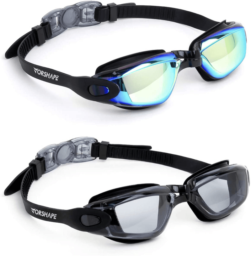 Vorshape Swim Goggles Pack of 2 Swimming Goggle No Leaking Sporting Goods > Outdoor Recreation > Boating & Water Sports > Swimming > Swim Goggles & Masks Vorshape Aqua & Clear Black  