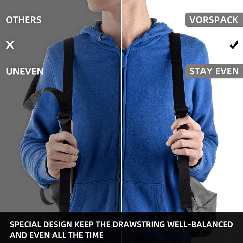Vorspack Drawstring Backpack Water Resistant String Bag Sports Gym Sack with Side Pocket for Men Women