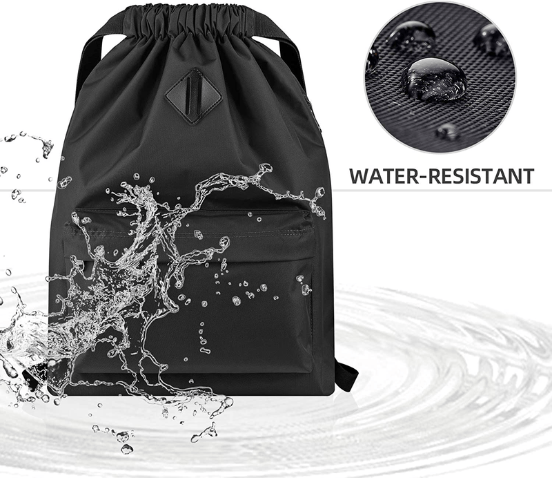 Vorspack Drawstring Backpack Water Resistant String Bag Sports Gym Sack with Side Pocket for Men Women Home & Garden > Household Supplies > Storage & Organization Vorspack   
