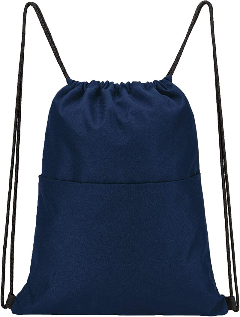Vorspack Drawstring Backpack Water Resistant String Bag Sports Sackpack Gym Sack with Side Pocket for Men Women Home & Garden > Household Supplies > Storage & Organization Vorspack Navy  