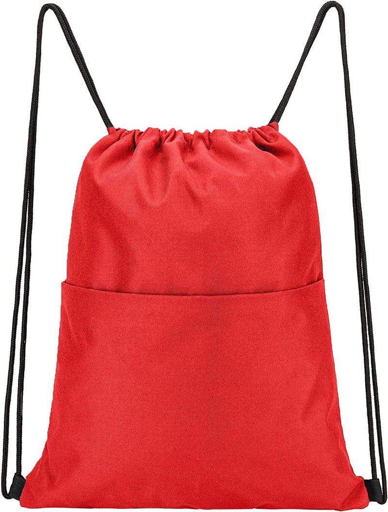 Vorspack Drawstring Backpack Water Resistant String Bag Sports Sackpack Gym Sack with Side Pocket for Men Women Home & Garden > Household Supplies > Storage & Organization Vorspack Red  