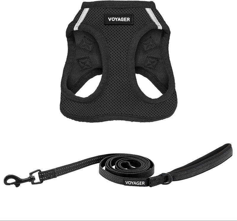 Voyager Step-In Air Dog Harness - All Weather Mesh, Step in Vest Harness for Small and Medium Dogs by Best Pet Supplies Animals & Pet Supplies > Pet Supplies > Dog Supplies Best Pet Supplies, Inc. Black (Leash Bundle) XXS (Chest: 11.5 - 13") 