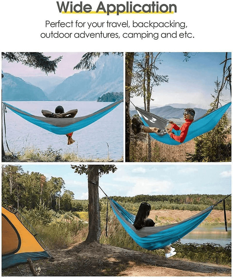 VOYAGGE Polyester Hammock Swing with Mosquito Net, Double Brazilian Style Hammock, 2-Person Outdoor and Indoor Use (Gray and Blue) Home & Garden > Lawn & Garden > Outdoor Living > Hammocks VOYAGGE   
