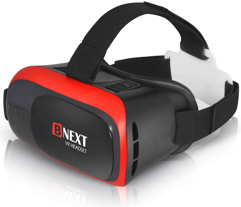 VR Headset Compatible with iPhone & Android - Universal Virtual Reality Goggles for Kids & Adults - Your Best Mobile Games 360 Movies w/ Soft & Comfortable New 3D VR Glasses (Red) Electronics > Electronics Accessories > Computer Components > Input Devices > Game Controllers Bnext Red  