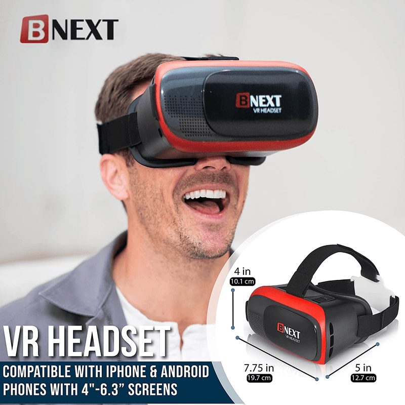 VR Headset Compatible with iPhone & Android - Universal Virtual Reality Goggles for Kids & Adults - Your Best Mobile Games 360 Movies w/ Soft & Comfortable New 3D VR Glasses (Red) Electronics > Electronics Accessories > Computer Components > Input Devices > Game Controllers Bnext   