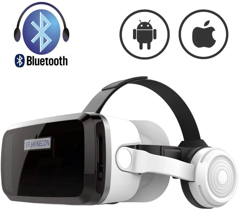 VR Headset with Bluetooth Headphones, Eye Protected HD Virtual Reality Headset,VR Glasses for iPhone and Android Phone Within 4.7-6.2Screen Electronics > Electronics Accessories > Computer Components > Input Devices > Game Controllers VR SHINECON Default Title  