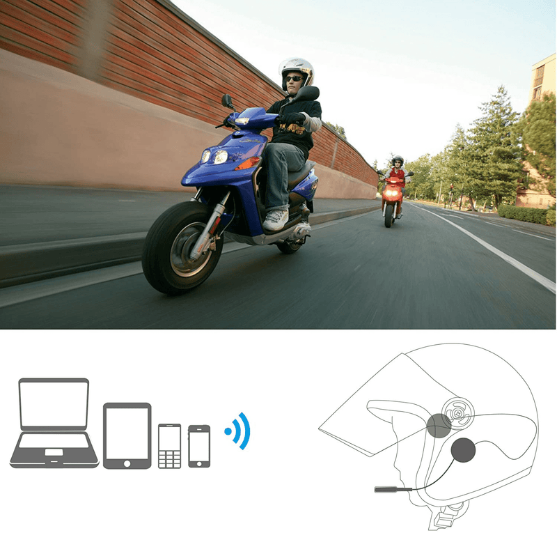 VR-robot Wireless Motorcycle Helmet Headset Work with Bluetooth, Motorcycle Intercom Headset, Wireless Helmet Heaphones, Wireless Helmet Communication Systems For Motor Motorbike, Motor Helmet Headset  VR-robot   