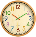 VREAONE Silent Kids Wall Clock,12 Inch Non Ticking Quartz Battery Operated Colorful Decorative Clock for Children Nursery Room Bedroom School Classroom (12 inch)
