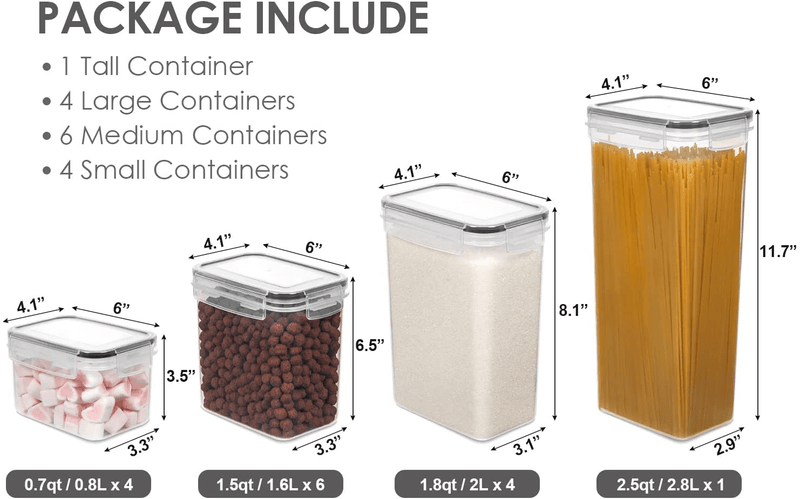 Vtopmart Airtight Food Storage Containers Set with Lids, 15Pcs BPA Free Plastic Dry Food Canisters for Kitchen Pantry Organization and Storage, Dishwasher Safe,Include 24 Labels, Black Home & Garden > Kitchen & Dining > Food Storage Vtopmart   