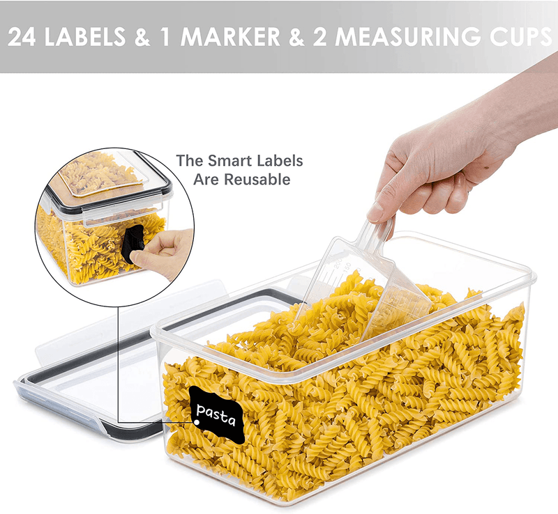 Vtopmart Airtight Food Storage Containers with Lids 4PCS Set 3.2L，Plastic Spaghetti Container for Pasta and Long Noodles, BPA Free Air Tight Kitchen Pantry Organization and Storage