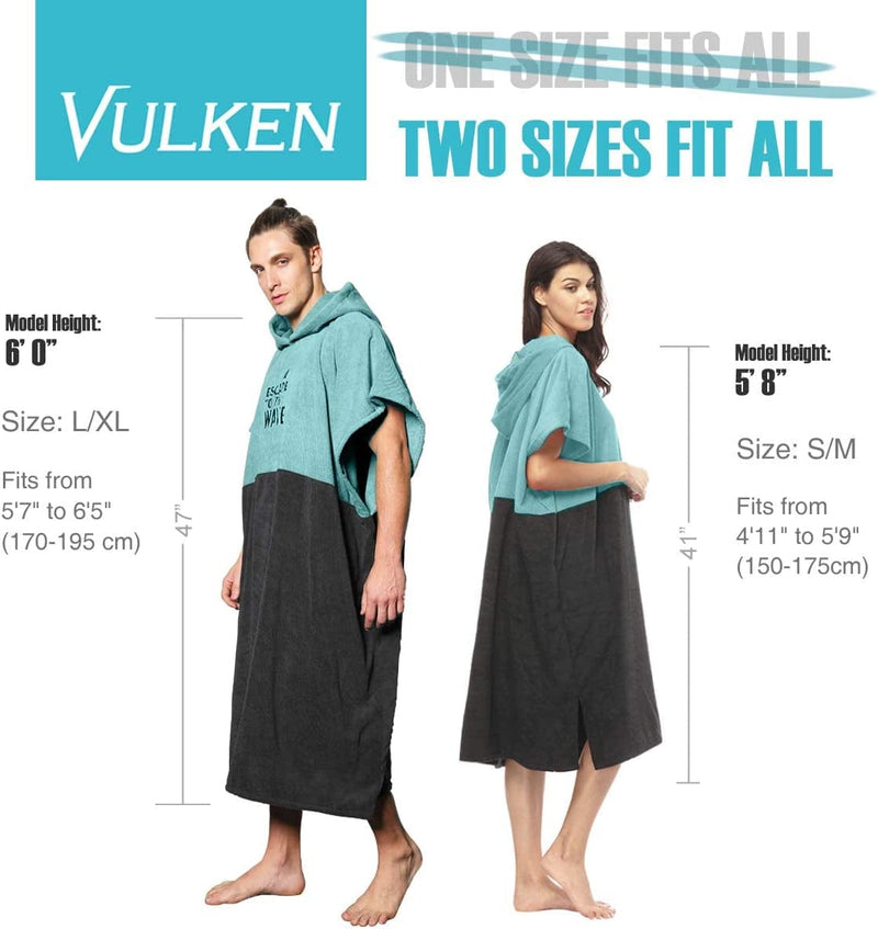 Vulken Extra Large Teal Blue Thick Hooded Beach Towel Changing Robe. Surf Poncho Men for Easy Change in Public. Quick Dry Microfiber Towelling for the Beach, Pool, Lake, Water Park. L/XL Home & Garden > Linens & Bedding > Towels Vulken   
