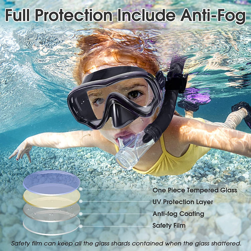 Vvinca Kids Goggles Snorkel Mask Diving Mask Swim Mask Swimming Goggles with Nose Cover and Straps Cover for Kids and Youth Age 6-14 Sporting Goods > Outdoor Recreation > Boating & Water Sports > Swimming > Swim Goggles & Masks Vvinca   