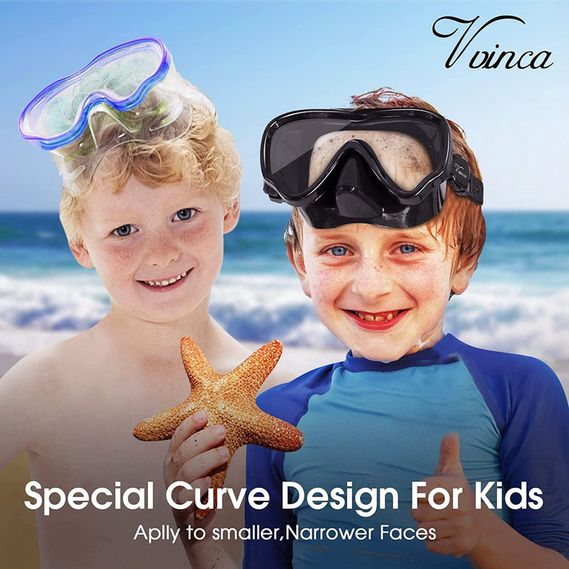 Vvinca Kids Goggles Snorkel Mask Diving Mask Swim Mask Swimming Goggles with Nose Cover and Straps Cover for Kids and Youth Age 6-14