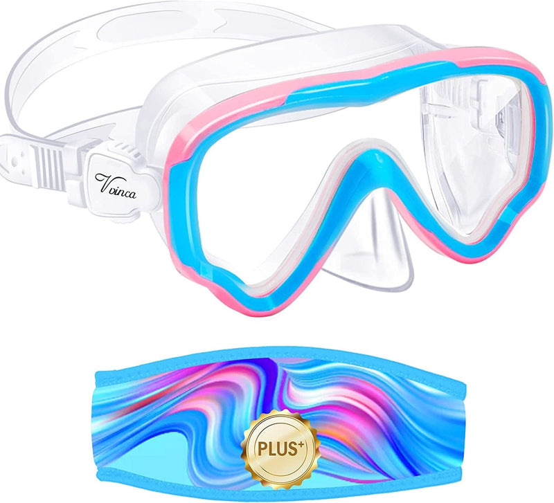 Vvinca Kids Goggles Snorkel Mask Diving Mask Swim Mask Swimming Goggles with Nose Cover and Straps Cover for Kids and Youth Age 6-14 Sporting Goods > Outdoor Recreation > Boating & Water Sports > Swimming > Swim Goggles & Masks Vvinca A-Blue&Pink  